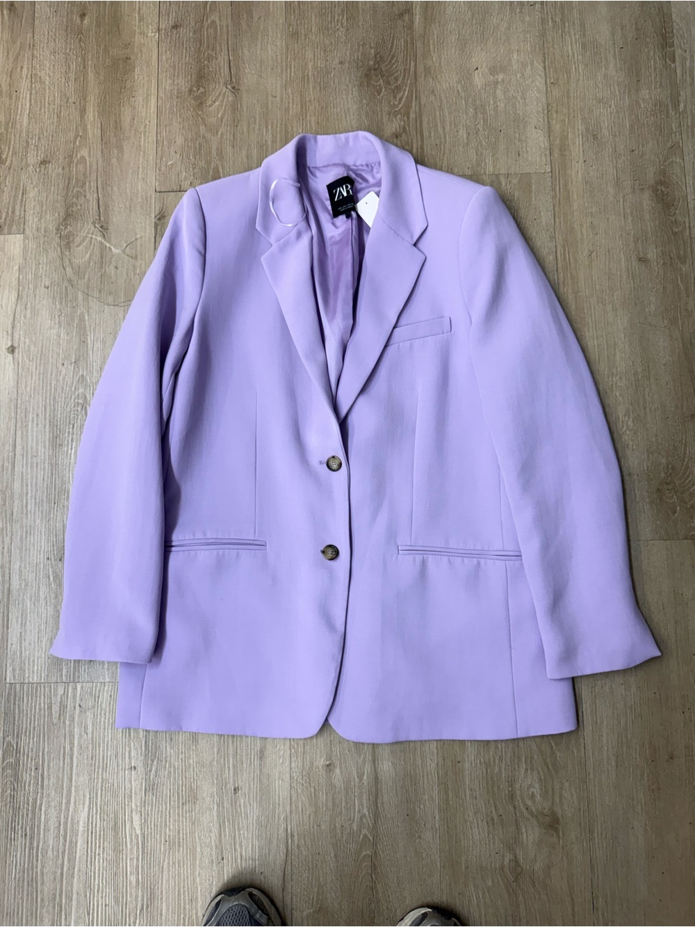 Zara Straight Cut Blazer Jacket Lilac Purple Pastel Size L